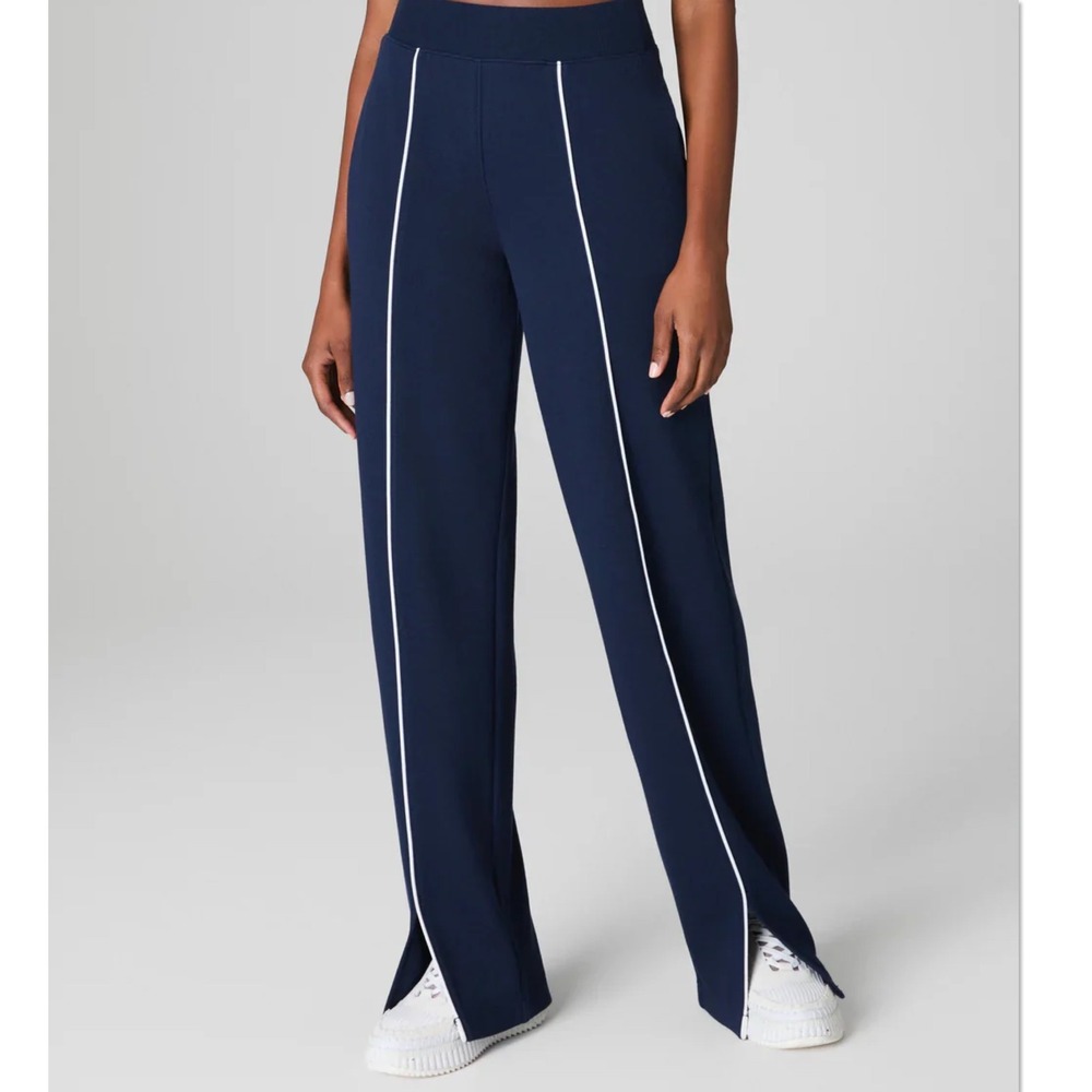 Spanx AirEssentials Pique Straight Leg Track Pant Navy Blue 50944R Plus 2X NWT